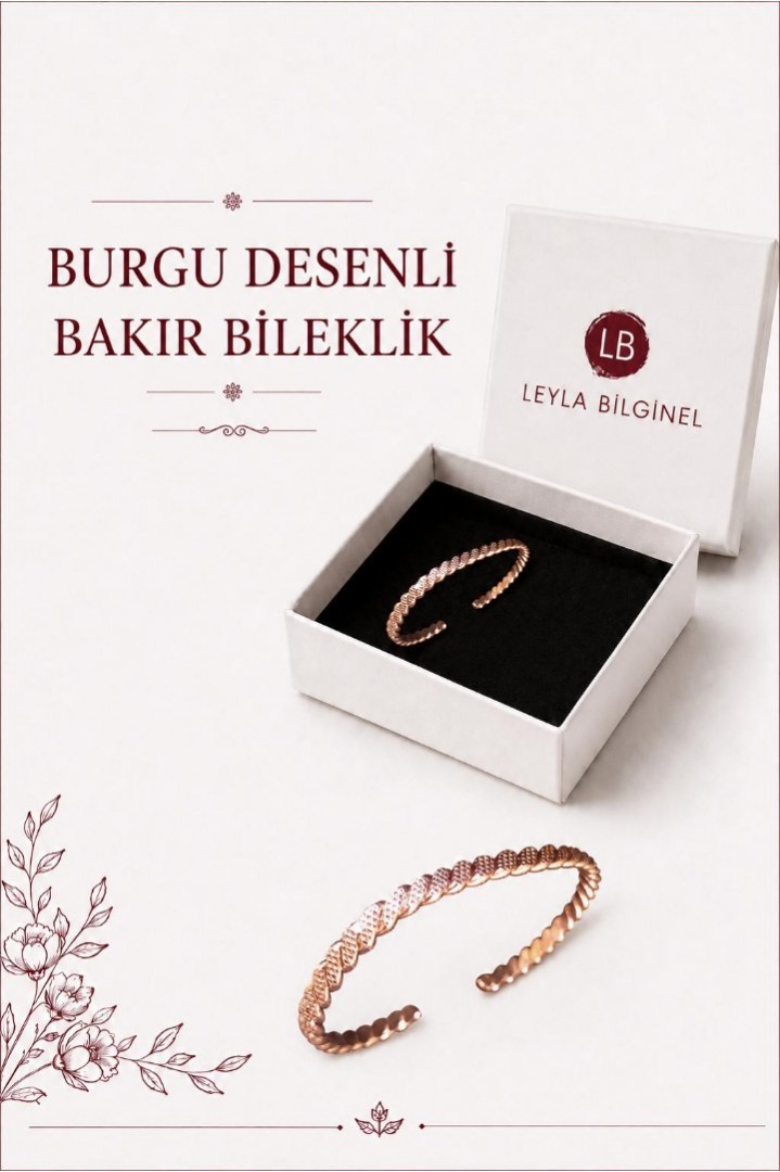 2 ADET BURGU DESENLİ BAKIR BİLEKLİK 