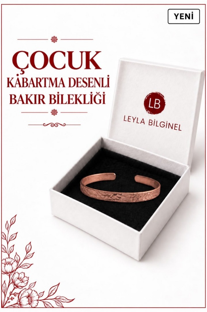 KABARTMA DESENLİ ÇOCUK BAKIR BİLEKLİĞİ